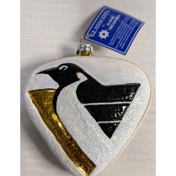 NHL Pittsburg Penguins Glasscots Slavic Treasures Blown Glass Christmas Ornament - Picture 2 of 7